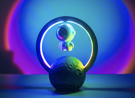 Lampi de Veghe Inedite - Lampă Levitantă RGB cu Boxă Bluetooth - Astronaut
