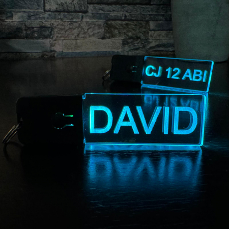 Brelocuri LED - Breloc LED - Număr de înmatriculare + text