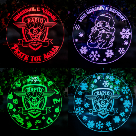 Rapid Bucuresti - Set 4 Decoratiuni de Craciun LED - FC Rapid
