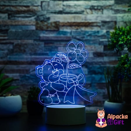 Lampă 3D Ursuleț cu Floare [0]