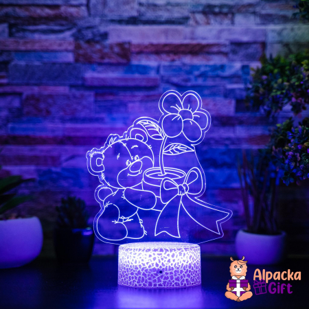 Lampă 3D Ursuleț cu Floare [3]