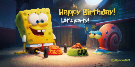 Felicitări - Felicitare personalizată Happy Birthday - SpongeBob (Let's Party)