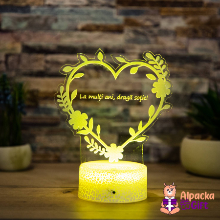 Pentru Ocazii - Lampă 3D - Inimă Creangă