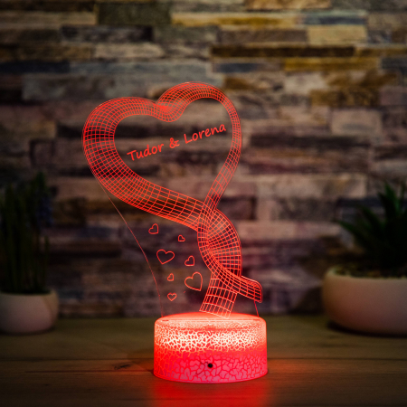 Lampi 3D LOVE - Lampă 3D - Inimă Panglică