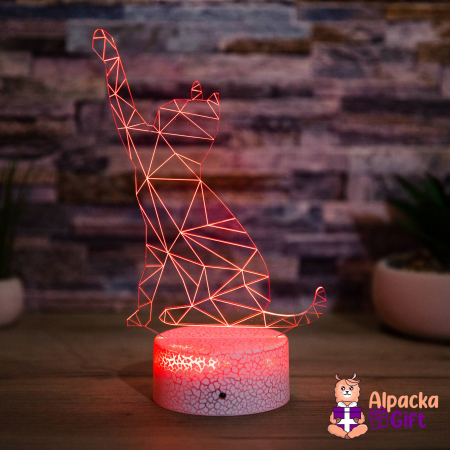 Lampi 3D Animale - Lampă 3D - Pisică Geometrică