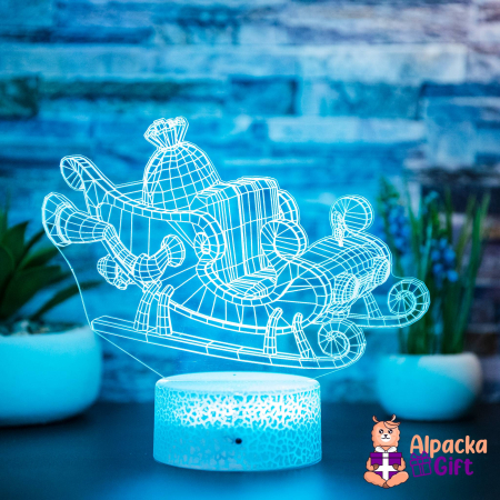 Craciun - Lampă 3D Sania lui Moș Crăciun
