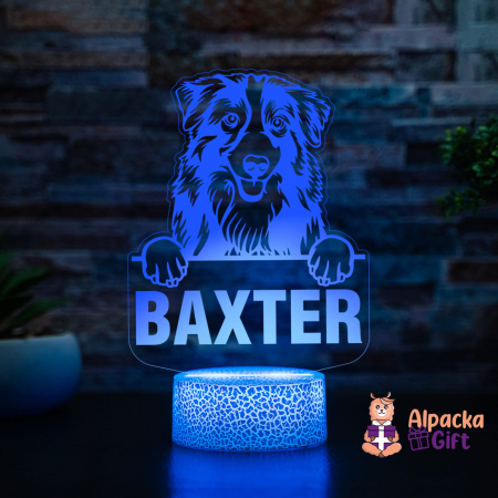 Rase de Caini - Lampă 3D - Ciobanesc Australian (Australian Shepherd)