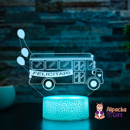 Pentru Profesori - Lampa 3D - Autobuz Scolar