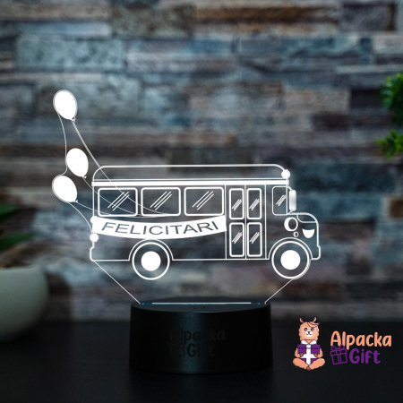 Pentru Profesori - Lampa 3D - Autobuz Scolar