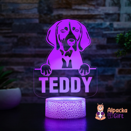Rase de Caini - Lampă 3D - Bluetick Coonhound