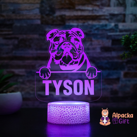 Rase de Caini - Lampă 3D - Buldog (Bulldog)