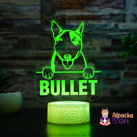Rase de Caini - Lampă 3D - Bull Terrier