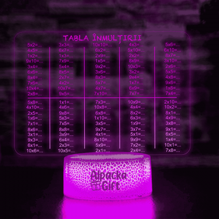 Lampi de Veghe Inedite - Lampă 3D Cariocă Luminoasă - Tabla Înmulțirii