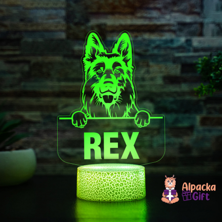 Rase de Caini - Lampă 3D - Ciobanesc German (German Shepherd Dog)