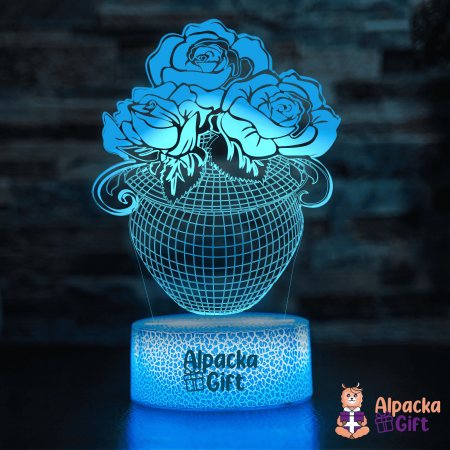 Lampă 3D - Ghiveci cu Flori [4]