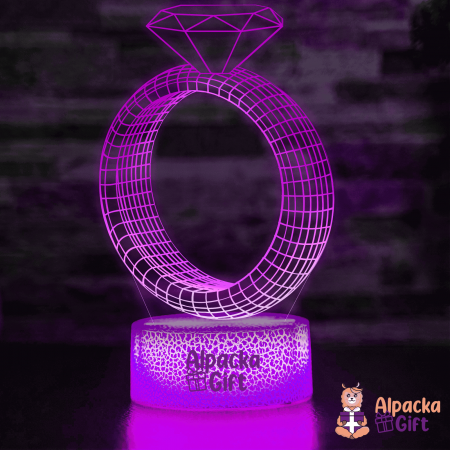 Lampă 3D - Inel cu Diamant [3]