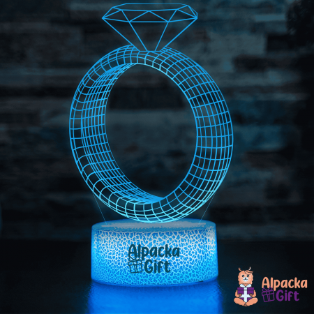 Pentru Indragostiti - Lampă 3D - Inel cu Diamant