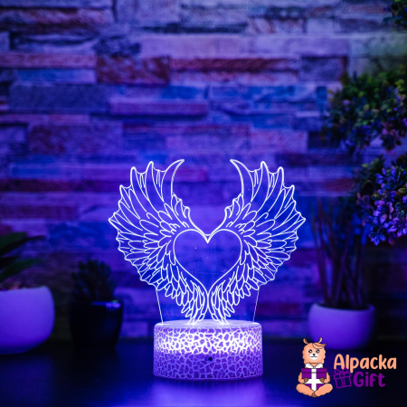 Cadouri Sfânta Maria - Lampă 3D Inimă cu Aripi