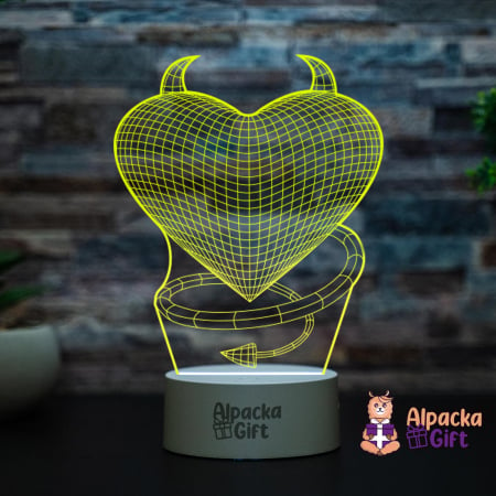 Lampa 3D Inima Cu Coarne [1]