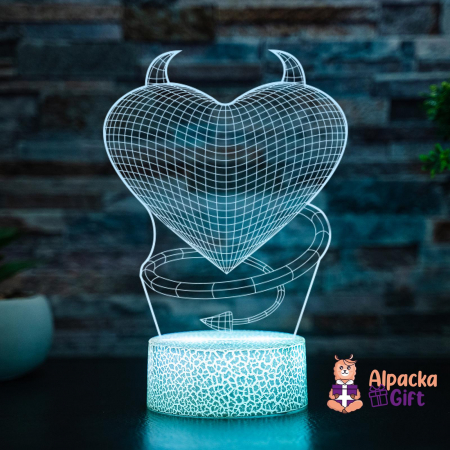 Lampi 3D Diverse - Lampa 3D Inima Cu Coarne