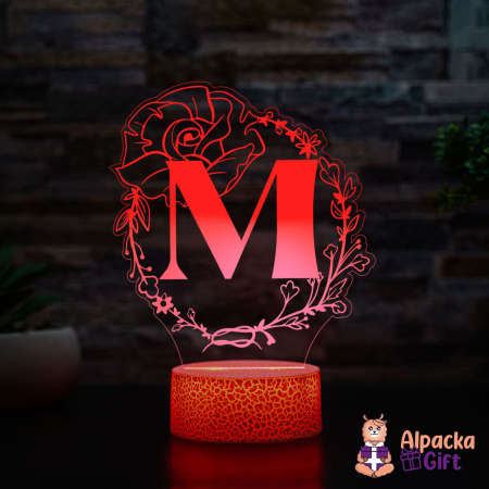 Lampa 3D - Inițială Floare [4]