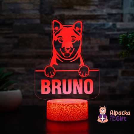 Rase de Caini - Lampă 3D - Korean Jindo Dog