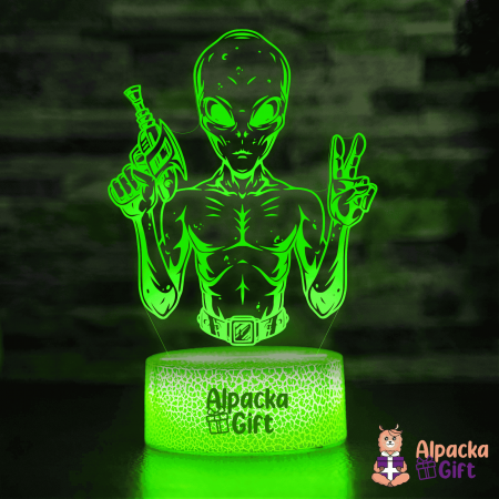 Personaje si Supereroi - Lampă 3D - Extraterestru