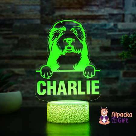 Rase de Caini - Lampă 3D - Old English Sheepdog