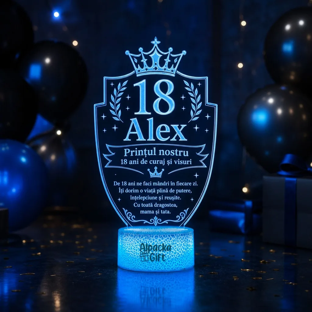 Majorat - Lampă 3D Personalizată de Majorat Prințul Nostru