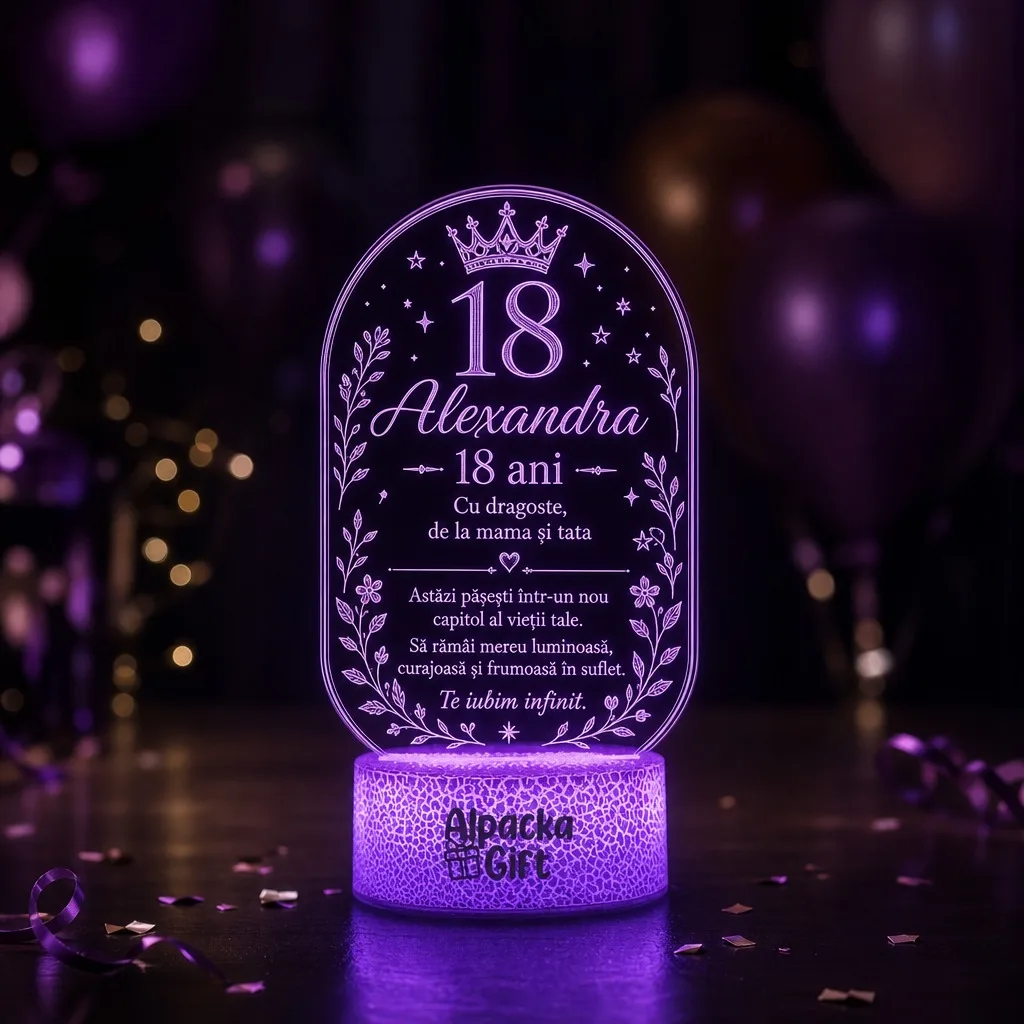 Majorat - Lampă 3D Personalizată de Majorat Prințesa Noastră