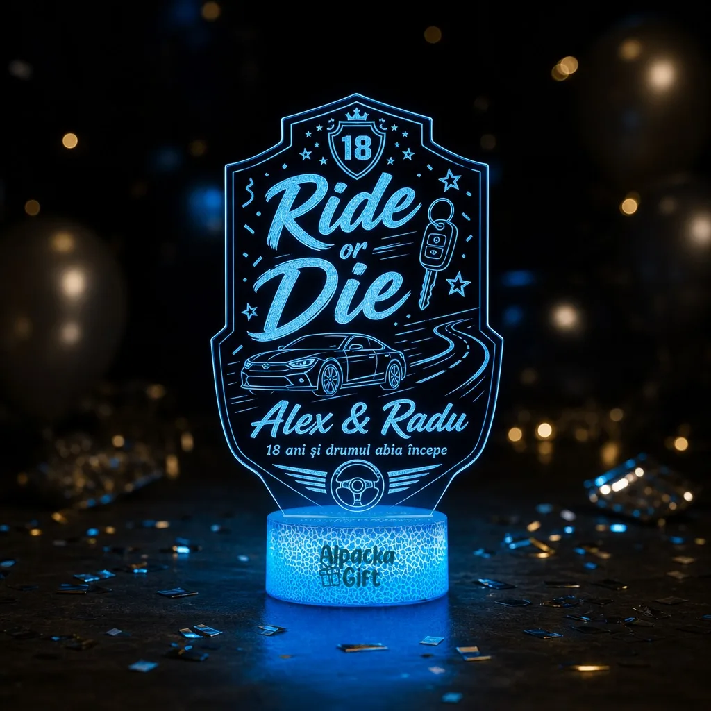 Majorat - Lampă 3D Personalizată de Majorat Ride or Die