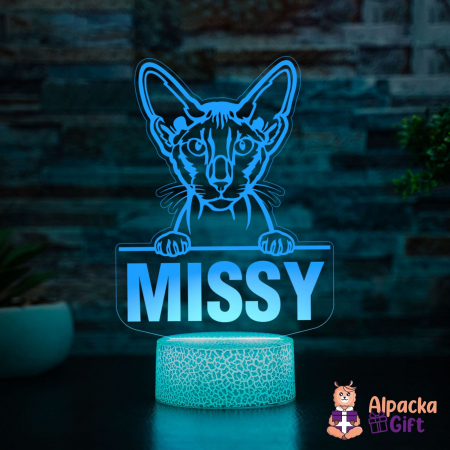 Rase De Pisici - Lampă 3D Peterbald
