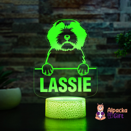 Rase de Caini - Lampă 3D - Polish Lowland Sheepdog