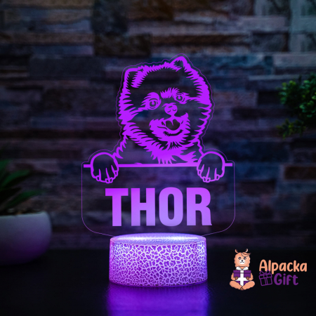 Rase de Caini - Lampă 3D - Pomeranian