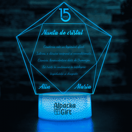 Pentru Ocazii - Lampă 3D - Nuntă de Cristal