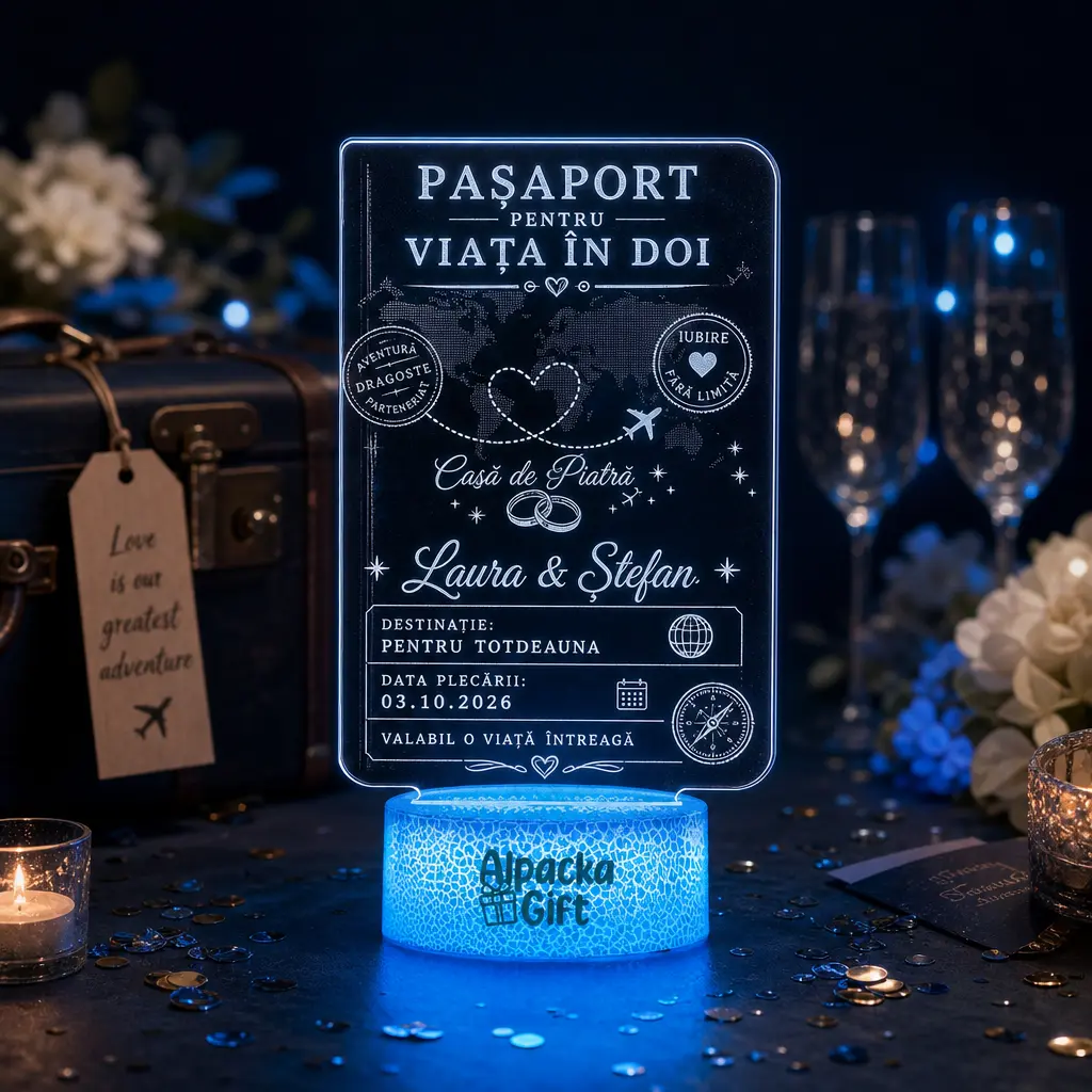 Pentru Ocazii - Lampă 3D Pașaport Pentru Viața în Doi
