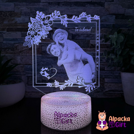 Pentru Indragostiti - Lampă 3D - Ramă Foto 3