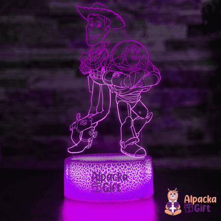 Personaje si Supereroi - Lampă 3D - Șeriful Wood și Buzz Fulgerul