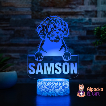 Rase de Caini - Lampă 3D - Caine de Apa Spaniol (Spanish Water Dog)