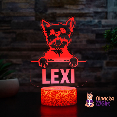 Rase de Caini - Lampă 3D Yorkie