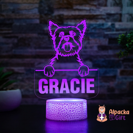 Rase de Caini - Lampă 3D Yorkshire Terrier