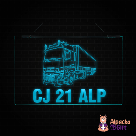 Cu Camioane/Tiruri - Placheta LED - Camion RENAULT + Nr Inmatriculare