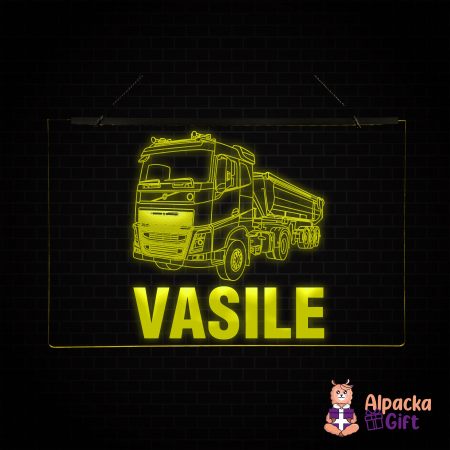 Cu Camioane/Tiruri - Placheta LED - Bascula VOLVO + Nume