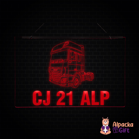 Cu Camioane/Tiruri - Placheta LED - Cap DAF + Nr Inmatriculare