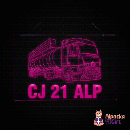 Cu Camioane/Tiruri - Placheta LED - Mercedes Cisterna + Nr. Inmatriculare