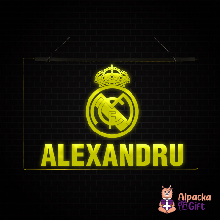 Cu Cluburi de Fotbal - Placheta LED - REAL MADRID + Nume