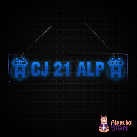 Cu Cluburi de Fotbal - Placheta LED - Steaua Bucuresti + Nr. Inmatriculare
