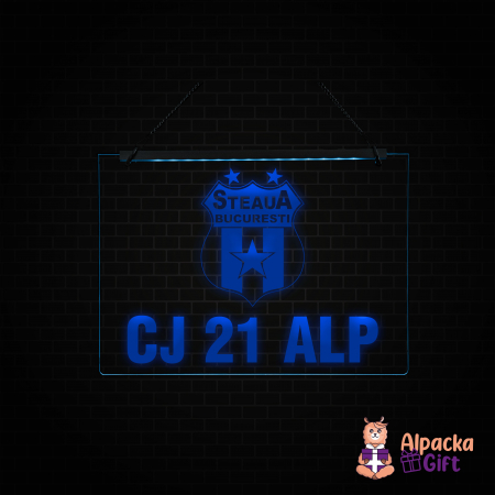 Cu Cluburi de Fotbal - Placheta LED - Steaua Bucuresti + Numar de inmatriculare