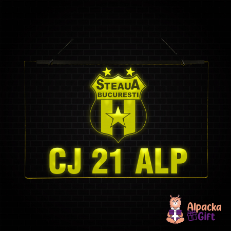 Cu Cluburi de Fotbal - Placheta LED - Steaua Bucuresti + Numar de inmatriculare