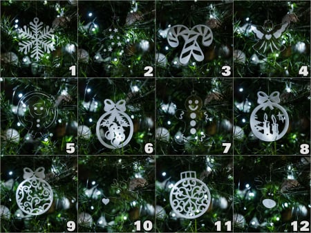 Craciun - Set 12 Fulgi Acrilici - Ornament de Brad